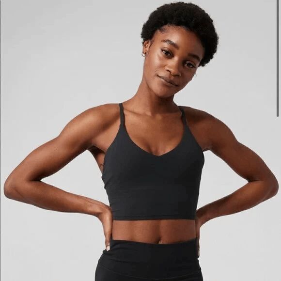Athleta Black Elation Strappy Cropped Longline Yoga Active Top 3X D-DD NWT - Picture 8 of 11
